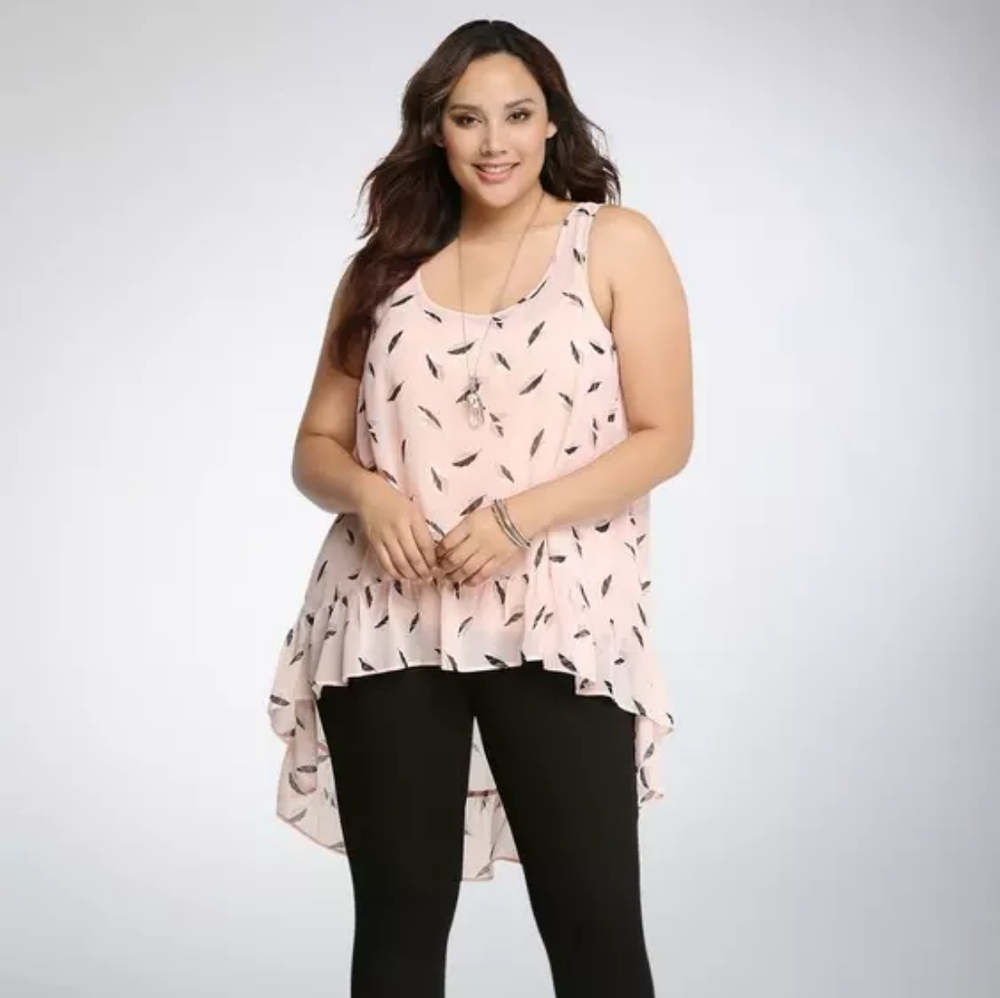 Torrid Feather Ruffle Tank Top Size 1